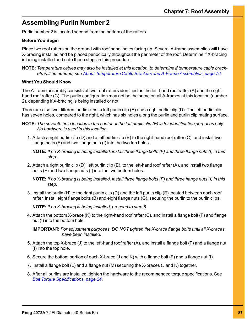 Assembling purlin number 2, Assem | Grain Systems Tanks PNEG-4072A User Manual | Page 87 / 160