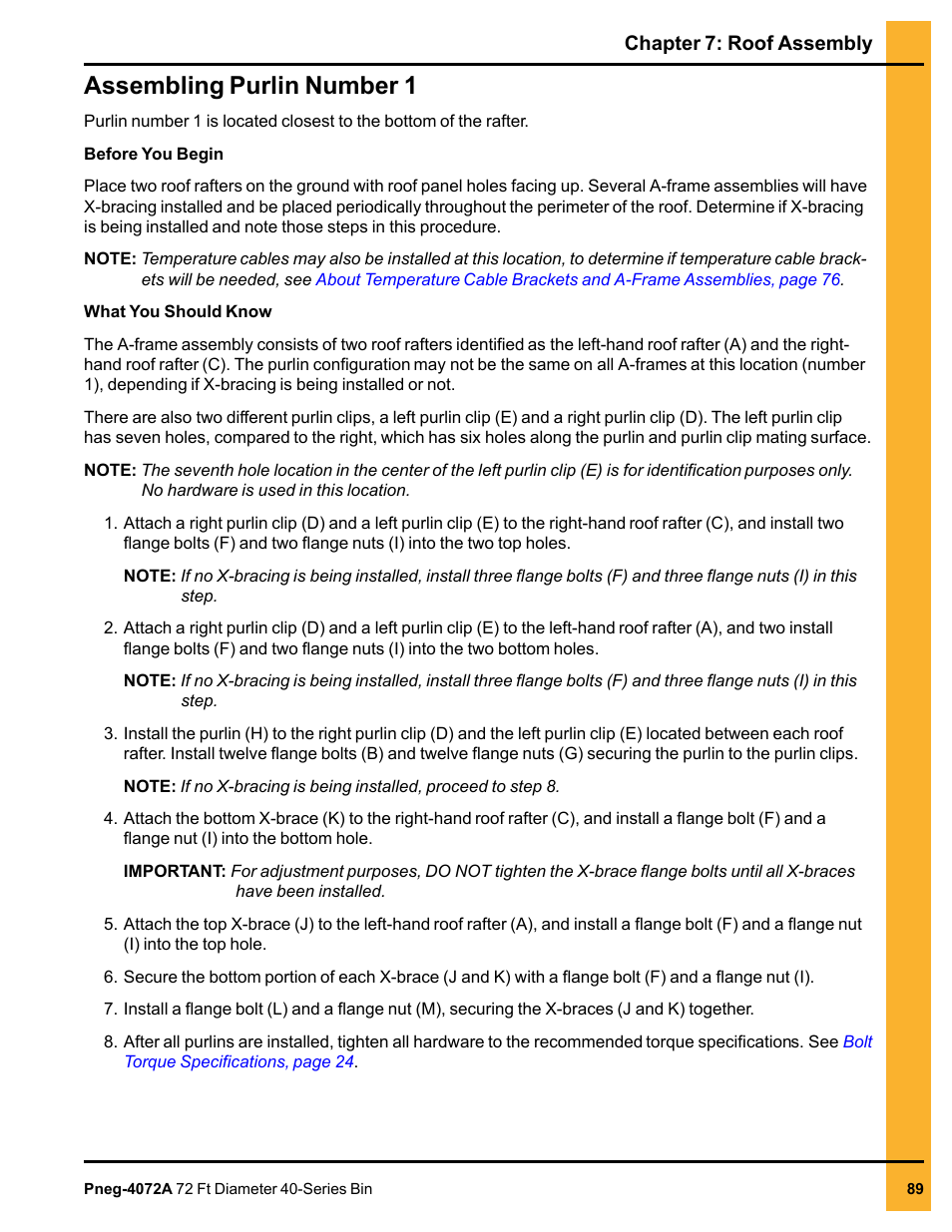 Assembling purlin number 1 | Grain Systems Tanks PNEG-4072A User Manual | Page 89 / 160