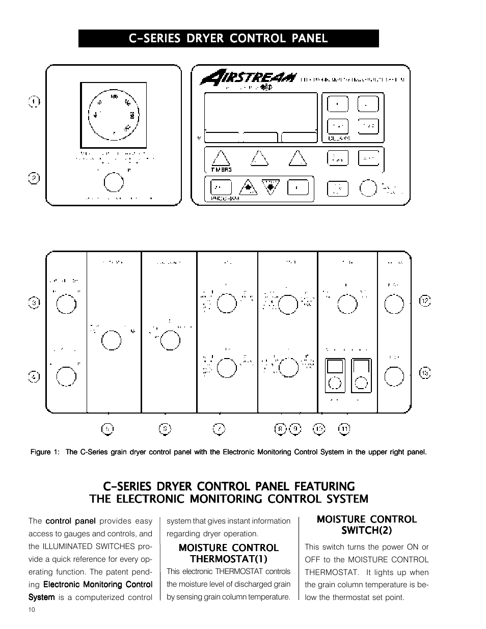 C-series dryer control panel, C-series dryer control panel featuring | Grain Systems PNEG-573 User Manual | Page 10 / 86