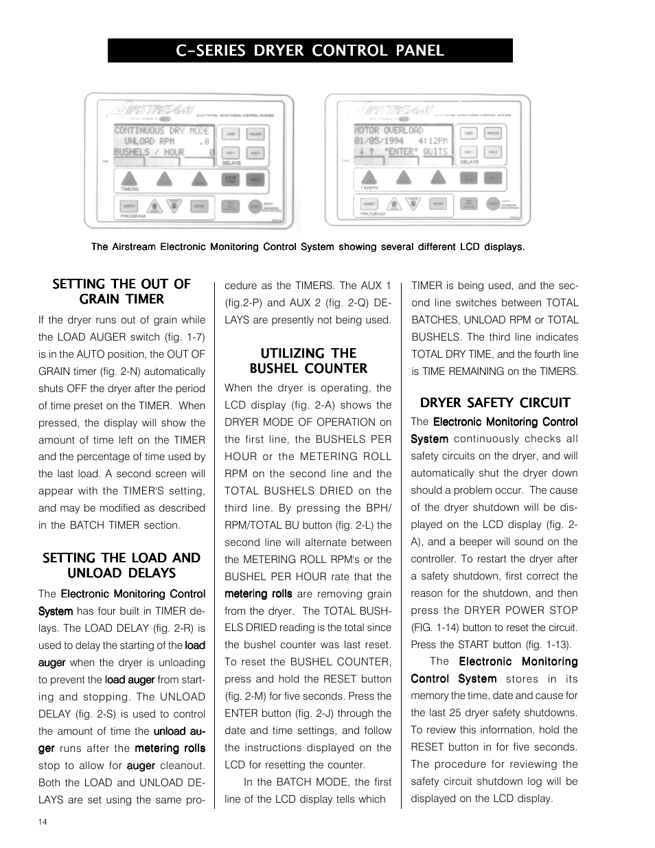 C-series dryer control panel | Grain Systems PNEG-573 User Manual | Page 14 / 86