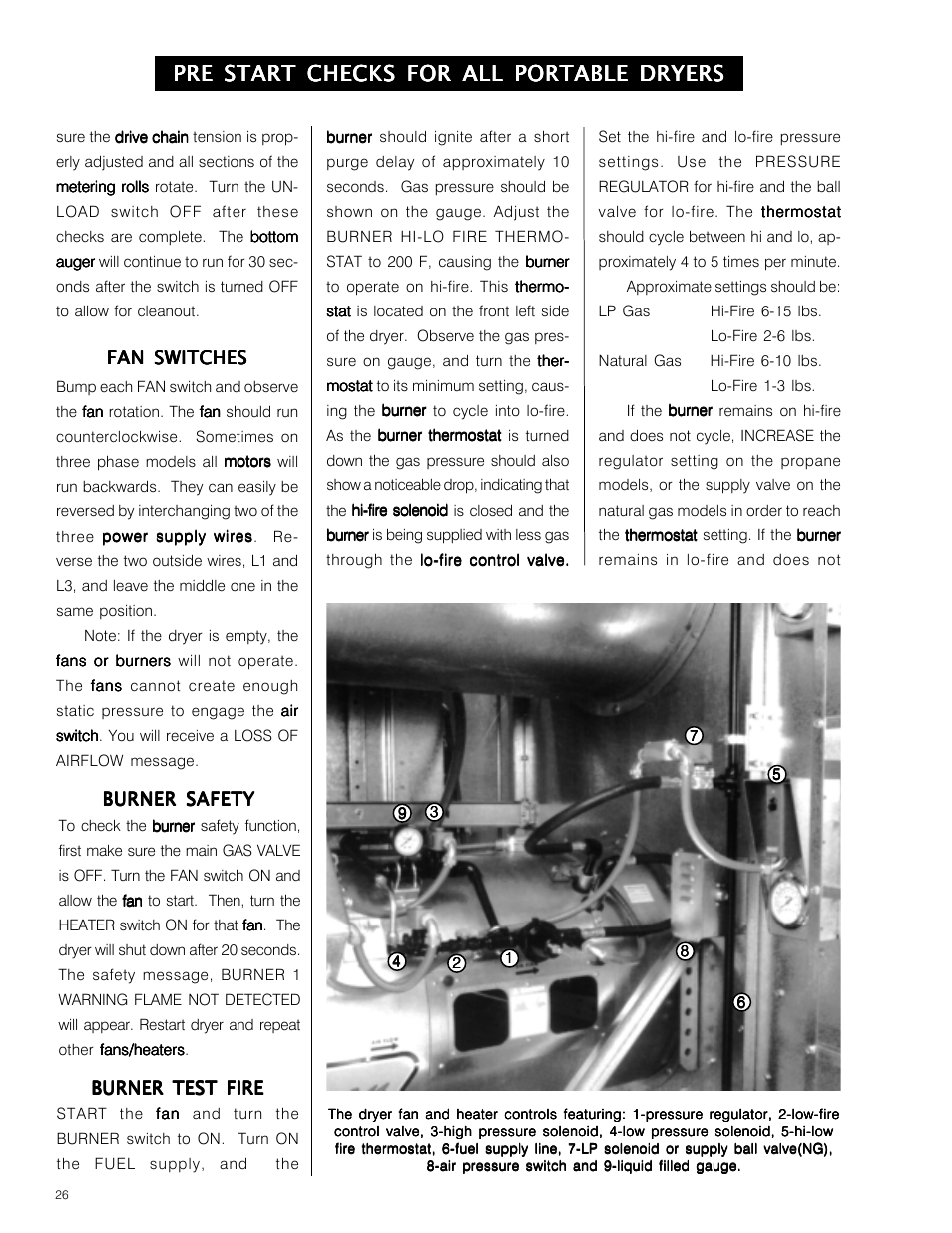 Pre start checks for all portable dryers | Grain Systems PNEG-573 User Manual | Page 26 / 86