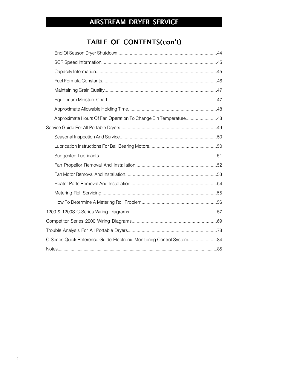 Airstream dryer service | Grain Systems PNEG-573 User Manual | Page 4 / 86