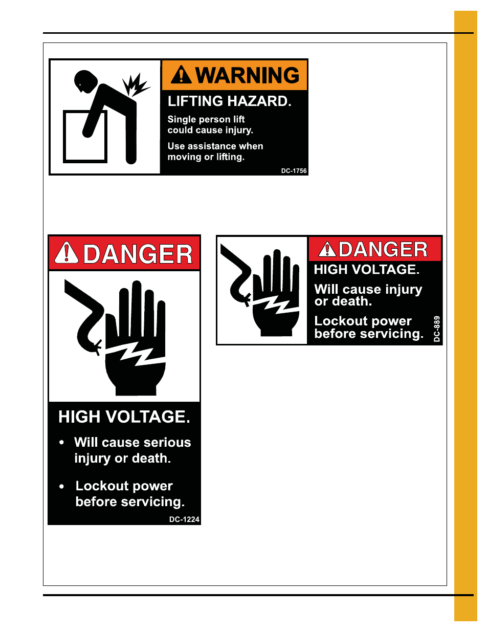 Decals | Grain Systems Bucket Elevtors, Conveyors, Series II Sweeps PNEG-1366 User Manual | Page 13 / 60