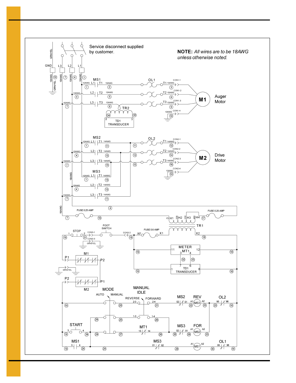 Control panel schematic (230/3/60) pre-june 2010 | Grain Systems Bucket Elevtors, Conveyors, Series II Sweeps PNEG-1366 User Manual | Page 42 / 60