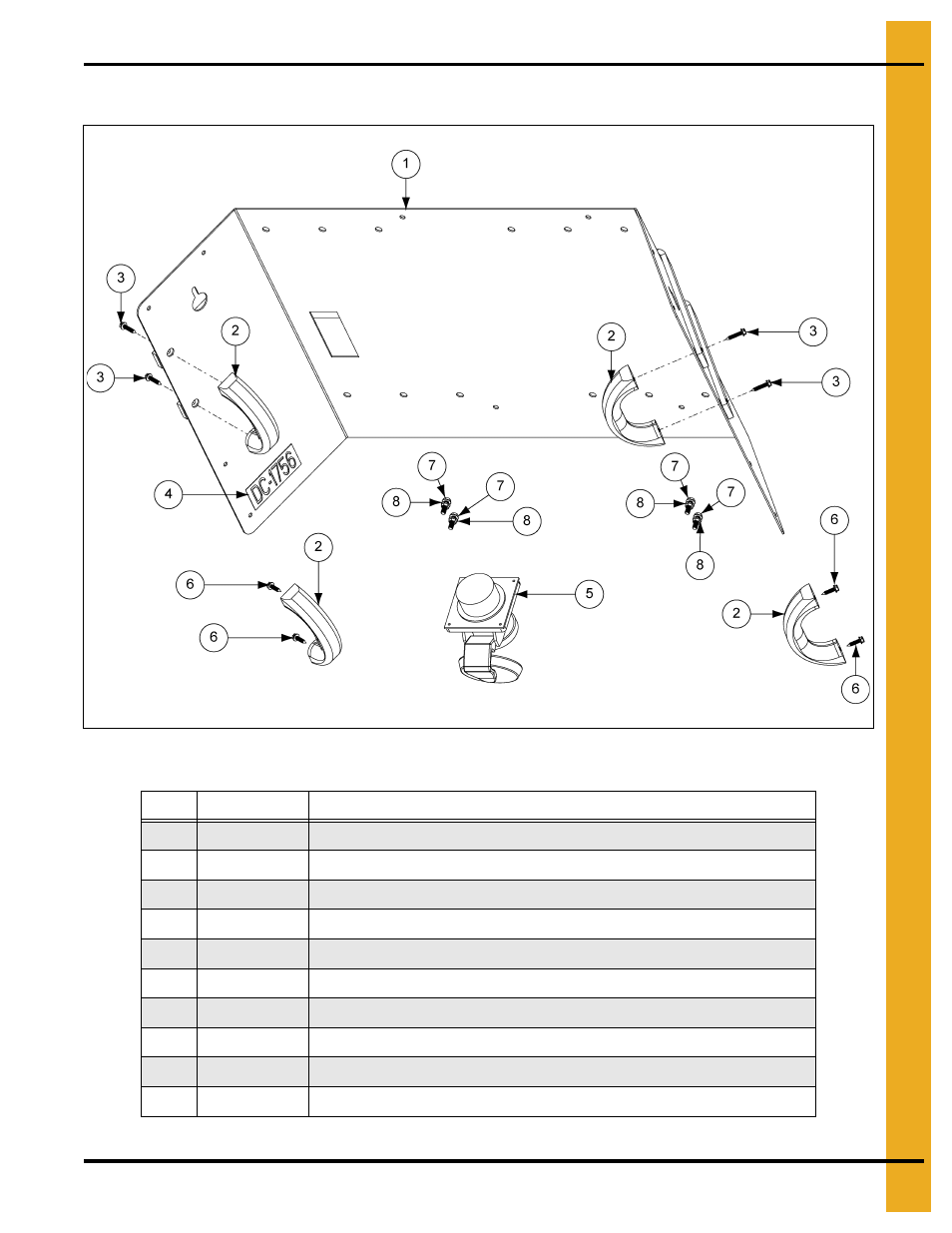 Lift base panel assembly (gk80108), Parts list | Grain Systems Bucket Elevtors, Conveyors, Series II Sweeps PNEG-1366 User Manual | Page 55 / 60