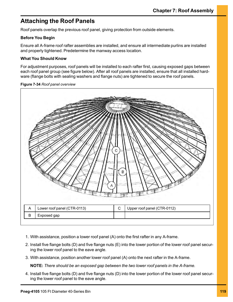 Attaching the roof panels | Grain Systems Tanks PNEG-4105 User Manual | Page 119 / 178