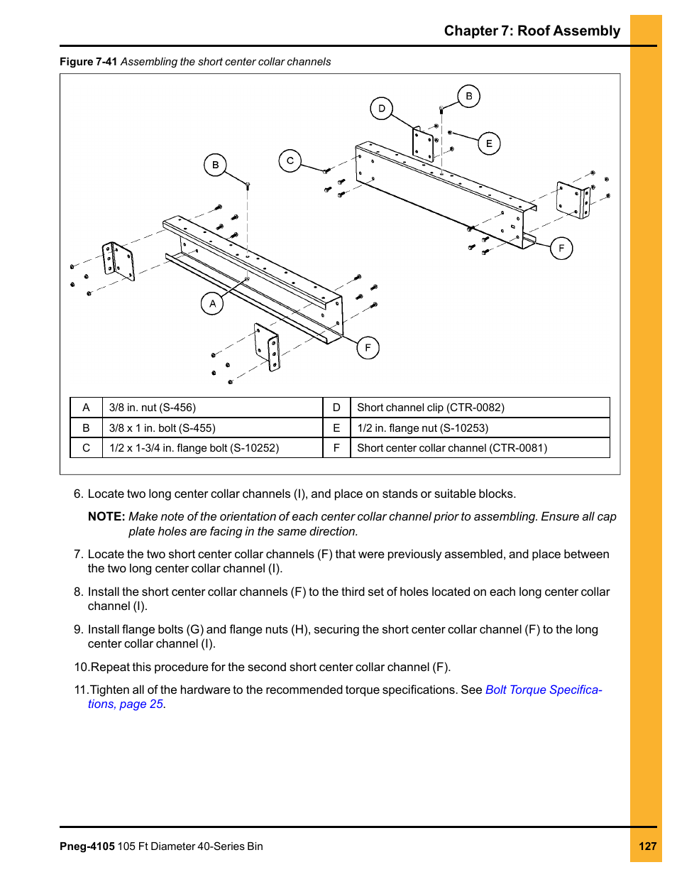 Chapter 7: roof assembly | Grain Systems Tanks PNEG-4105 User Manual | Page 127 / 178