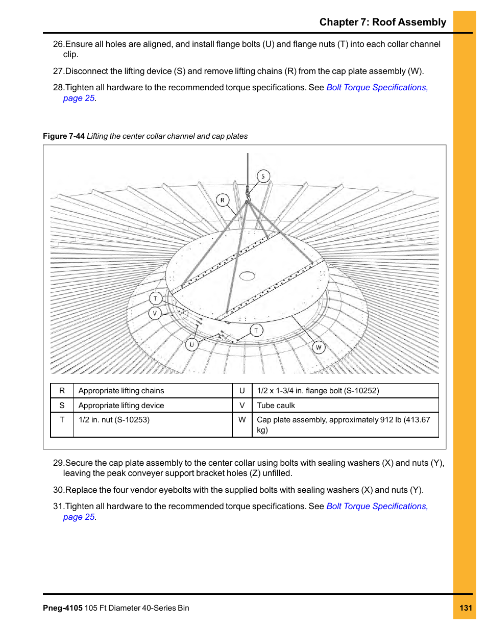 Chapter 7: roof assembly | Grain Systems Tanks PNEG-4105 User Manual | Page 131 / 178