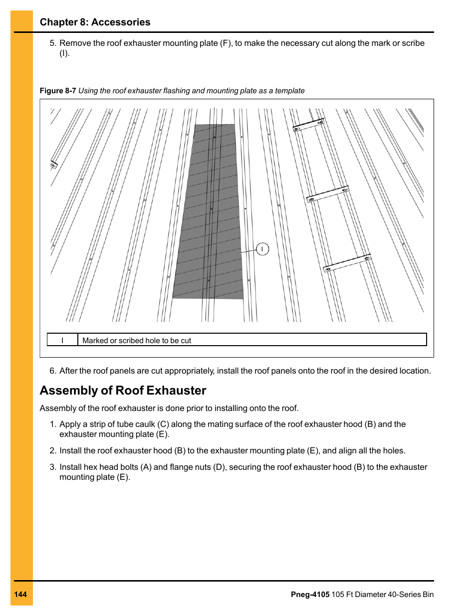 Assembly of roof exhauster | Grain Systems Tanks PNEG-4105 User Manual | Page 144 / 178