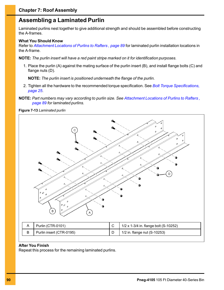 Assembling a laminated purlin | Grain Systems Tanks PNEG-4105 User Manual | Page 90 / 178