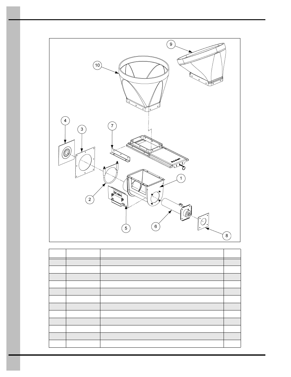 Model 500 unloader and anchor assembly, Parts list | Grain Systems Bin Accessories PNEG-914 User Manual | Page 42 / 64