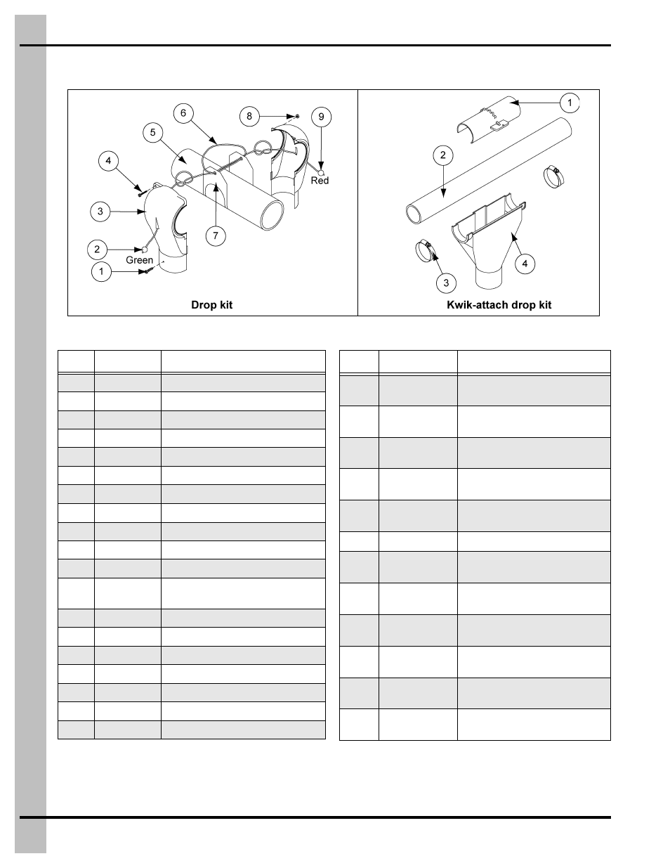 Drop kit/kwik-attach drop kit, Parts list | Grain Systems Bin Accessories PNEG-914 User Manual | Page 52 / 64