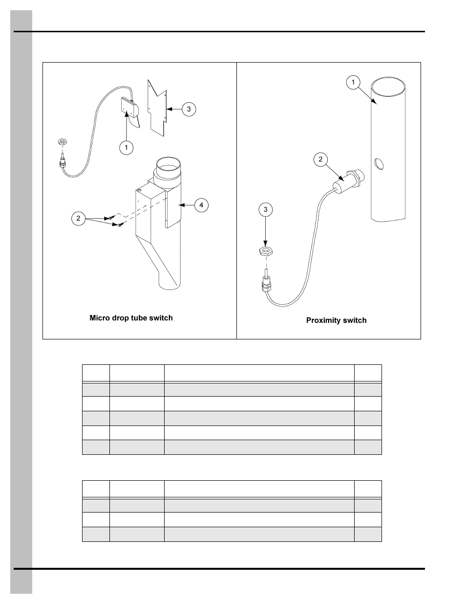 Micro drop tube switch/proximity switch, Parts list | Grain Systems Bin Accessories PNEG-914 User Manual | Page 54 / 64