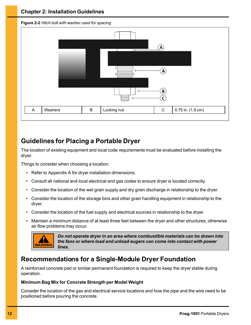 Guidelines for placing a portable dryer | Grain Systems PNEG-1891 User Manual | Page 12 / 68