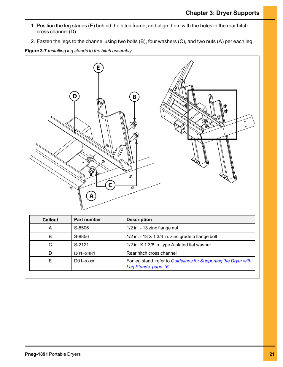 Chapter 3: dryer supports | Grain Systems PNEG-1891 User Manual | Page 21 / 68