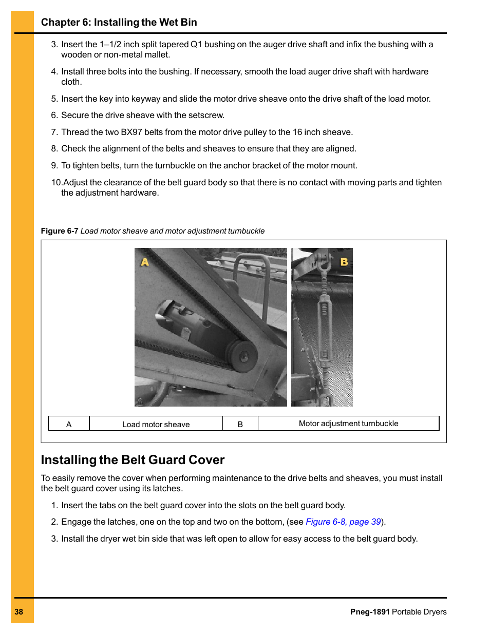 Installing the belt guard cover | Grain Systems PNEG-1891 User Manual | Page 38 / 68