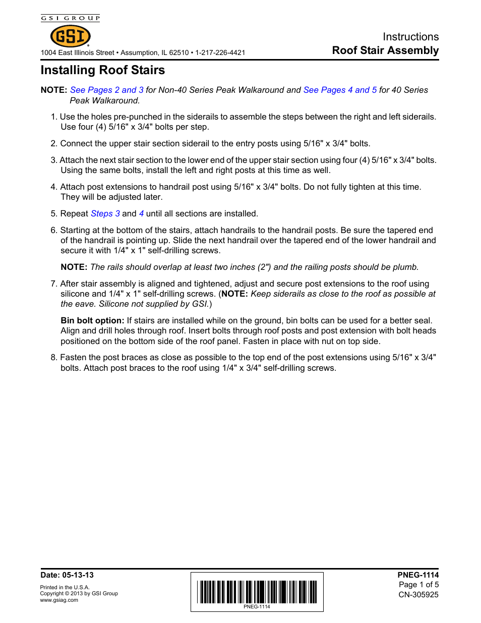 Grain Systems Bin Accessories PNEG-1114 User Manual | 5 pages