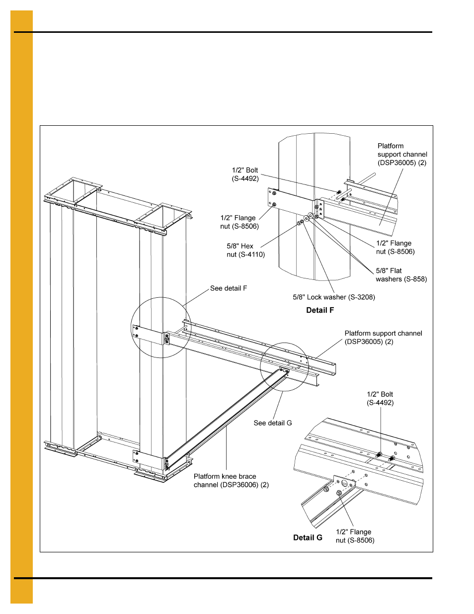 Support channels and knee braces | Grain Systems Bucket Elevtors, Conveyors, Series II Sweeps PNEG-1849 User Manual | Page 100 / 116