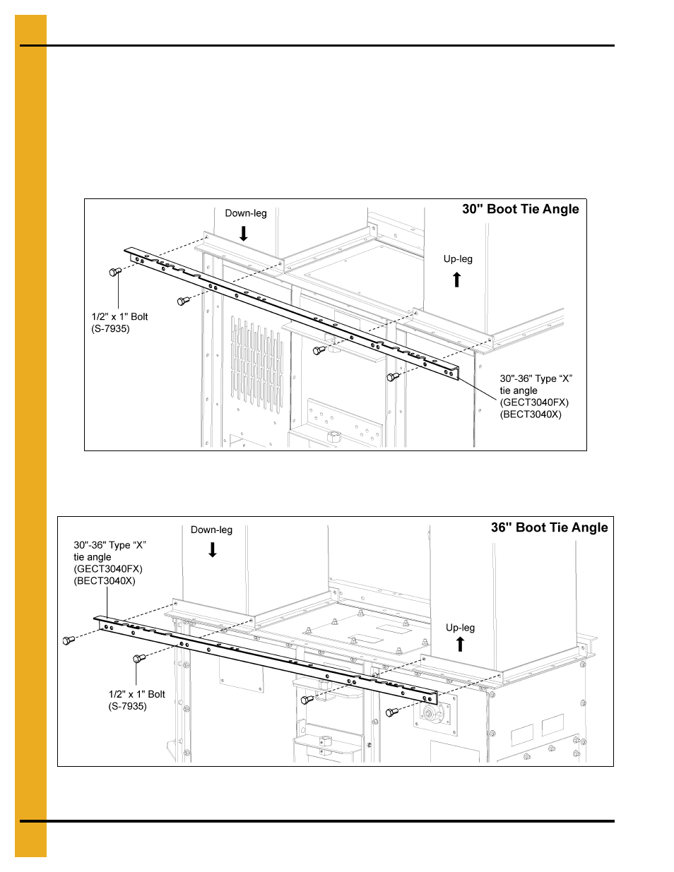 Tie angles, ladders and safety cages, Chapter 6 tie angles, ladders and safety cages, Attach tie angle to boot trunking | Grain Systems Bucket Elevtors, Conveyors, Series II Sweeps PNEG-1849 User Manual | Page 20 / 116