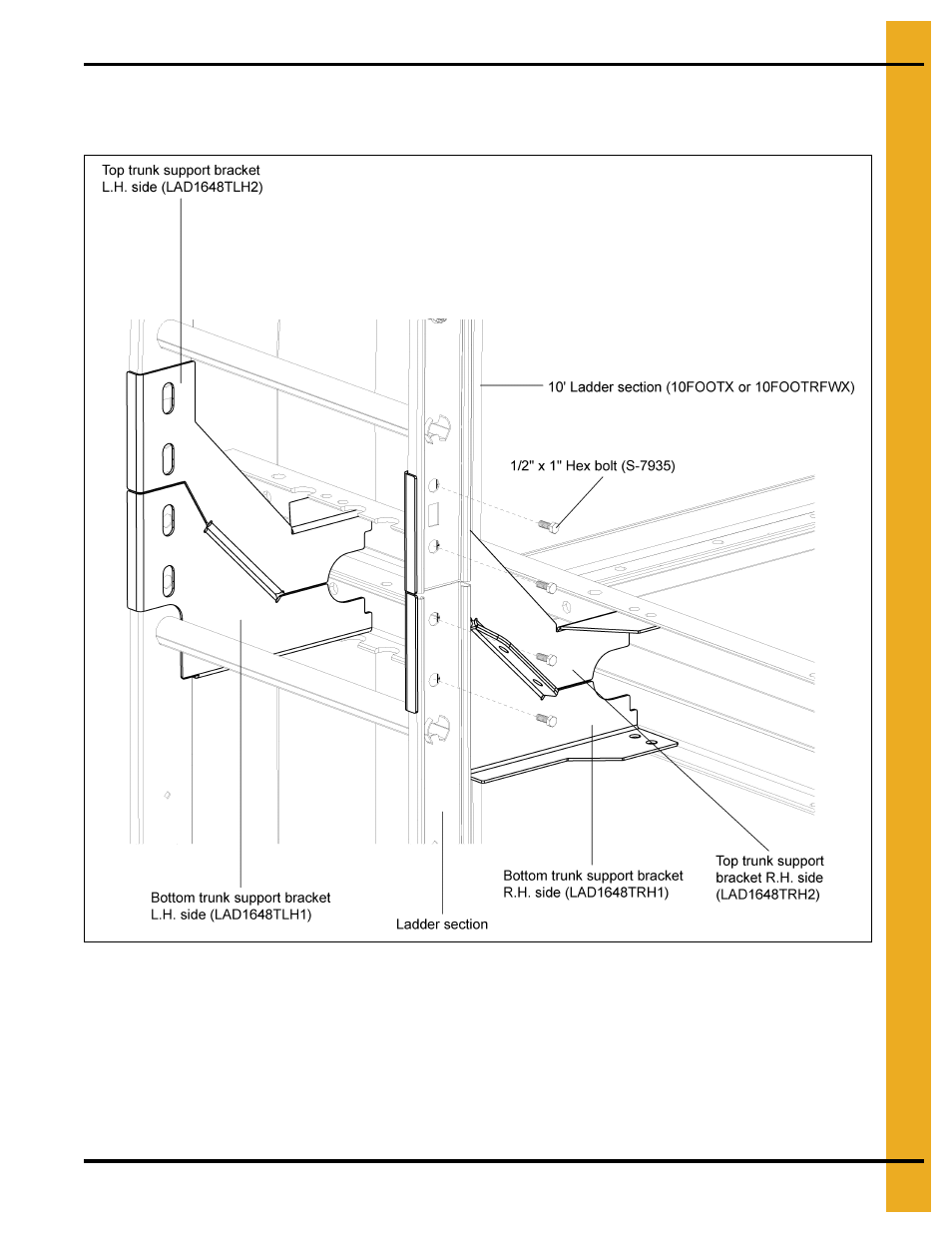 Attach ladders to ladder brackets | Grain Systems Bucket Elevtors, Conveyors, Series II Sweeps PNEG-1849 User Manual | Page 29 / 116