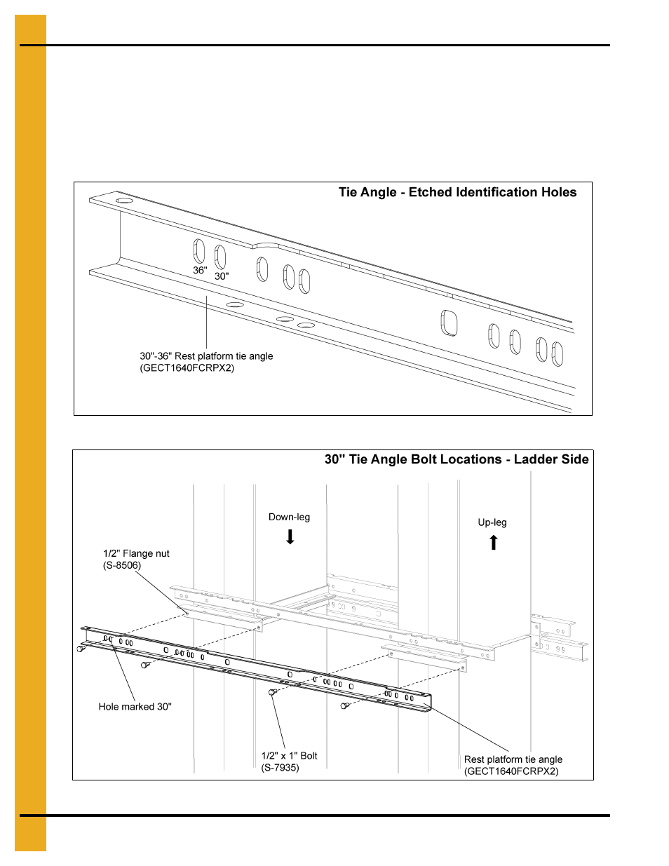 Rest platform, Chapter 7 rest platform, Rest platform tie angles to bucket elevators | Grain Systems Bucket Elevtors, Conveyors, Series II Sweeps PNEG-1849 User Manual | Page 34 / 116