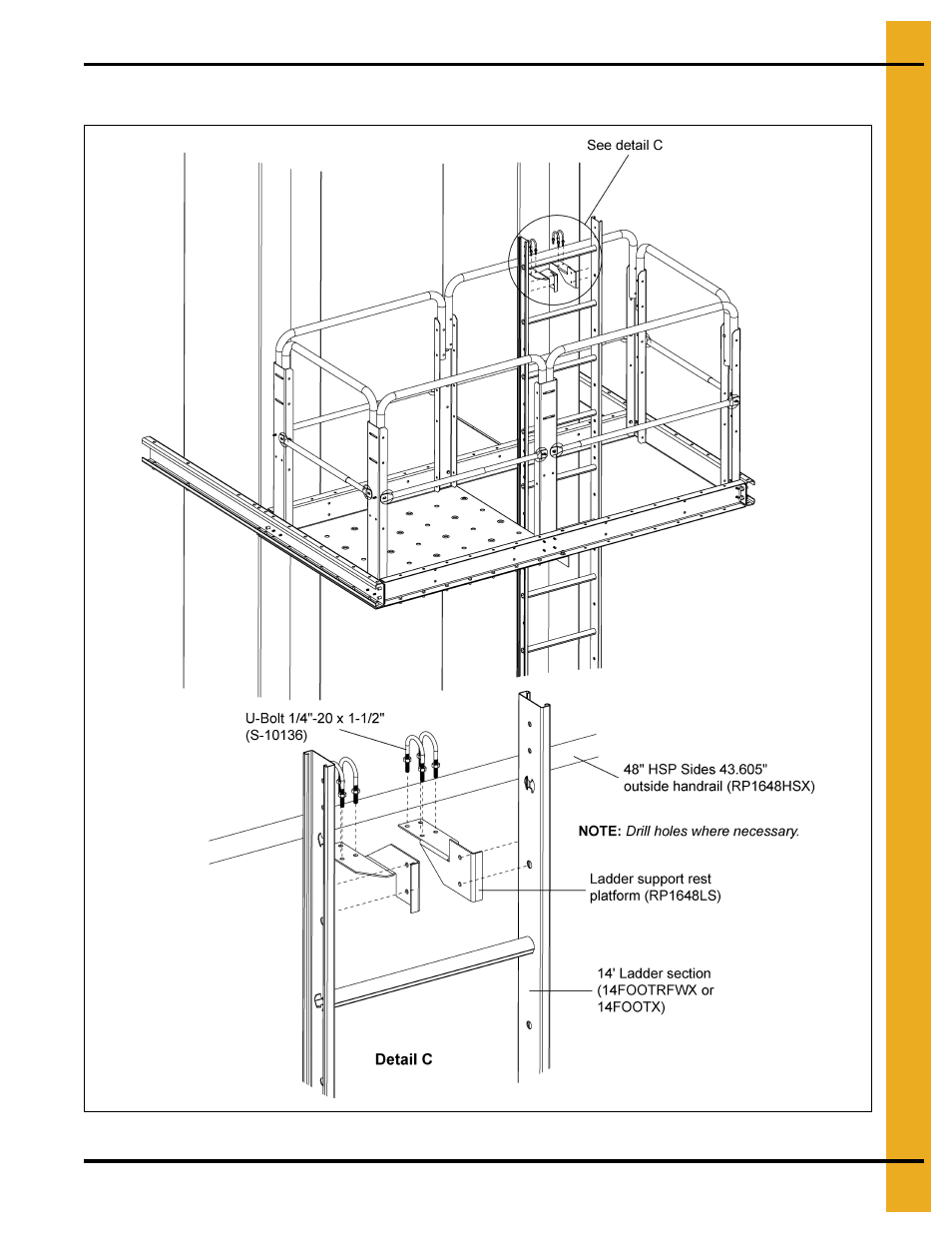 Ladder support | Grain Systems Bucket Elevtors, Conveyors, Series II Sweeps PNEG-1849 User Manual | Page 43 / 116