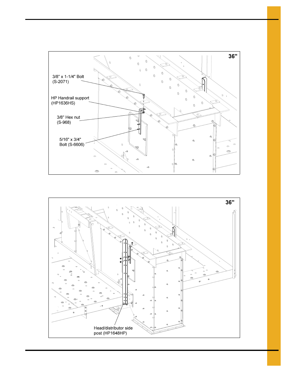 For 36" side posts | Grain Systems Bucket Elevtors, Conveyors, Series II Sweeps PNEG-1849 User Manual | Page 79 / 116
