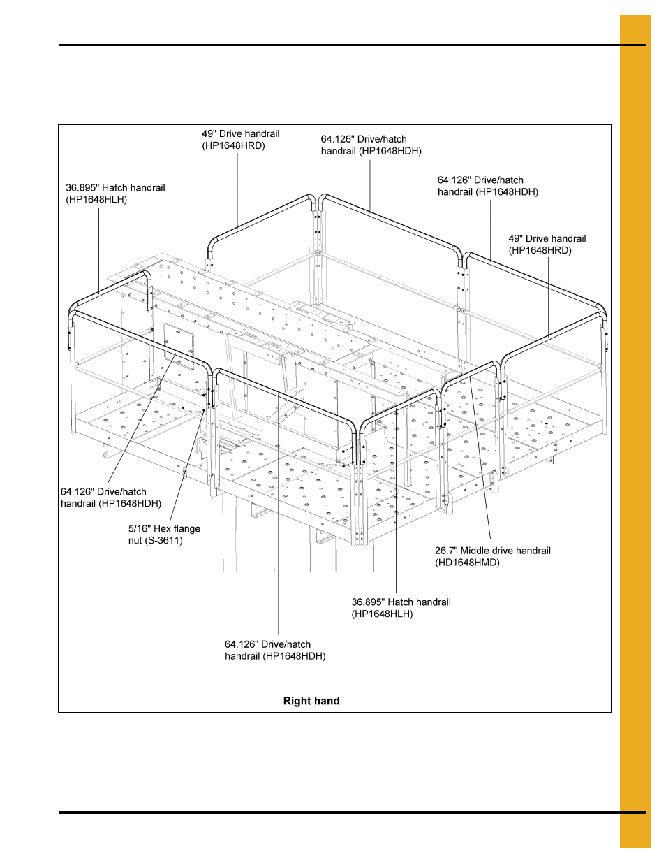 Install upper handrails | Grain Systems Bucket Elevtors, Conveyors, Series II Sweeps PNEG-1849 User Manual | Page 83 / 116