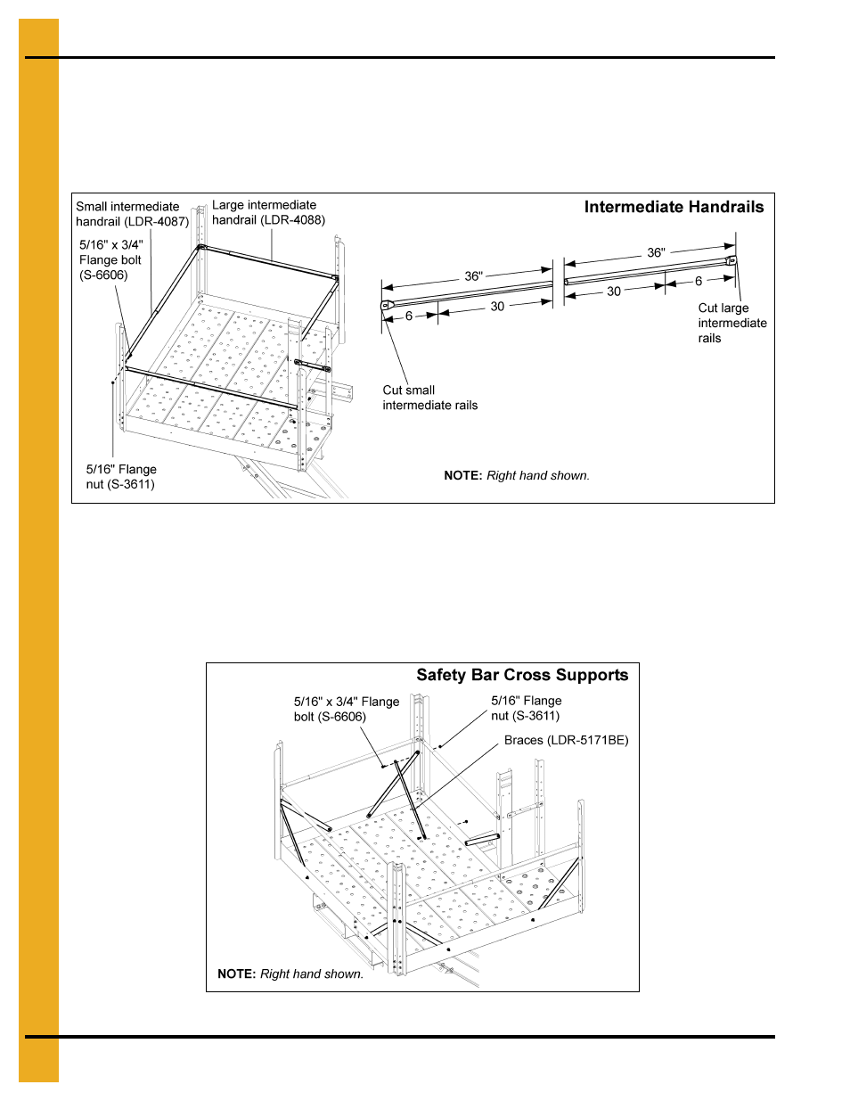 Assemble and install intermediate handrails, Install safety bar cross supports | Grain Systems Bucket Elevtors, Conveyors, Series II Sweeps PNEG-1849 User Manual | Page 96 / 116