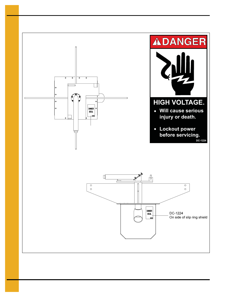Decals, Chapter 3 decals, High voltage | Grain Systems Unload Augers PNEG-1722 User Manual | Page 12 / 32