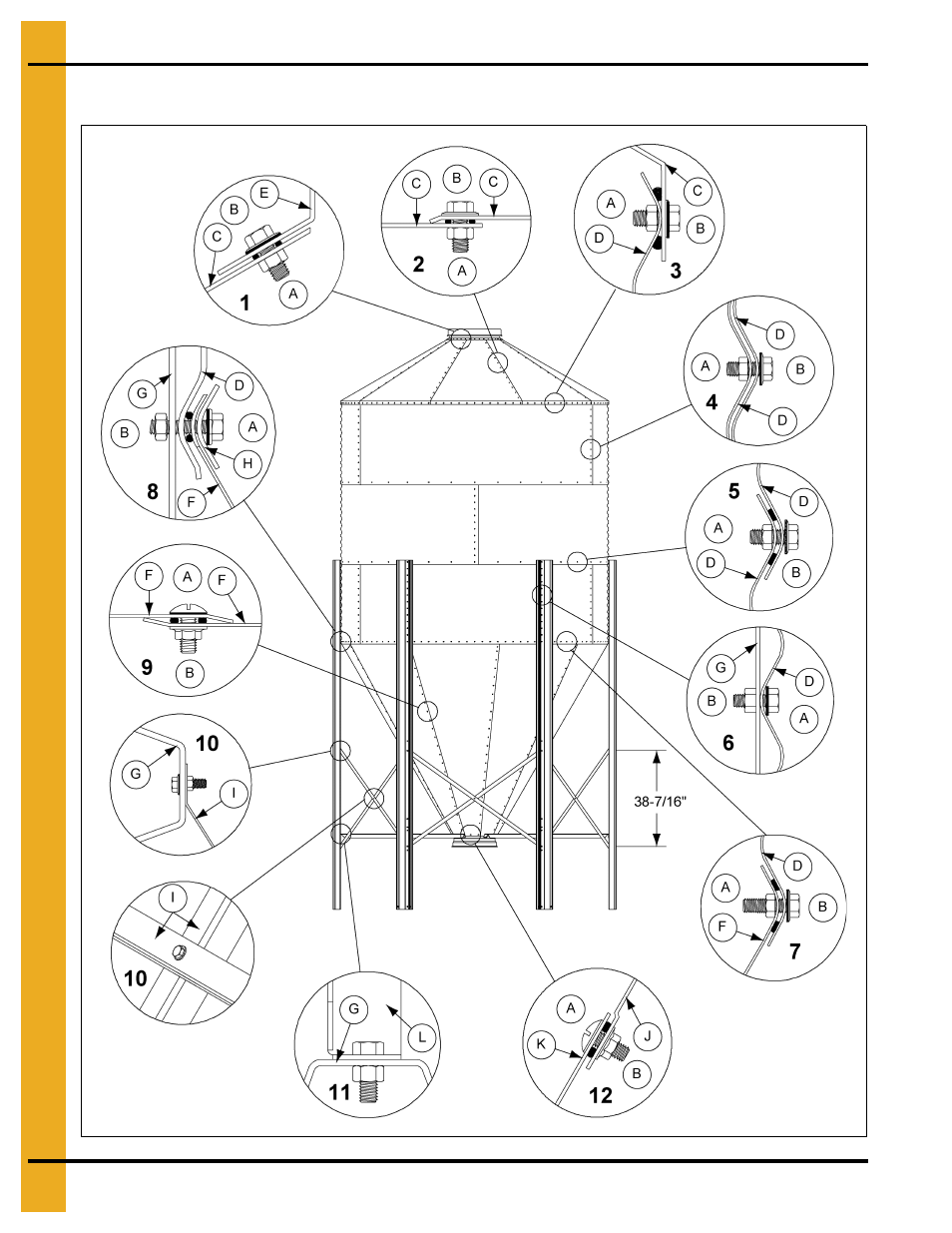 9' diameter 60° hopper bin hardware specifications | Grain Systems Tanks PNEG-1460 User Manual | Page 98 / 106