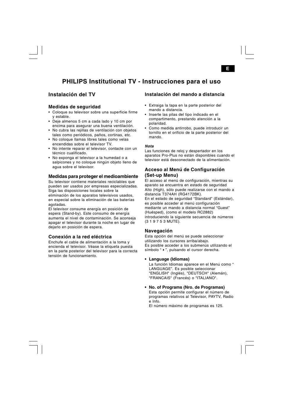 Instalación del tv | Philips 21HT5404 User Manual | Page 9 / 64