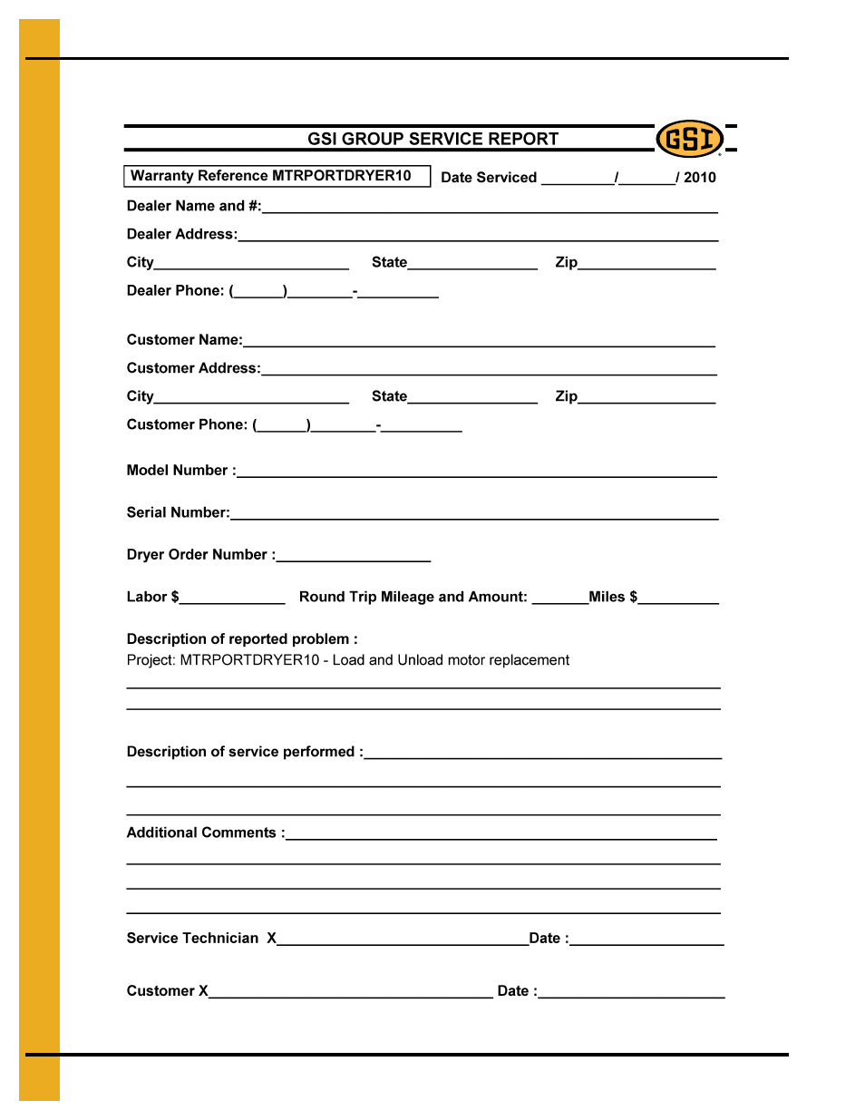 Gsi group service report | Grain Systems PNEG-1764 User Manual | Page 14 / 16