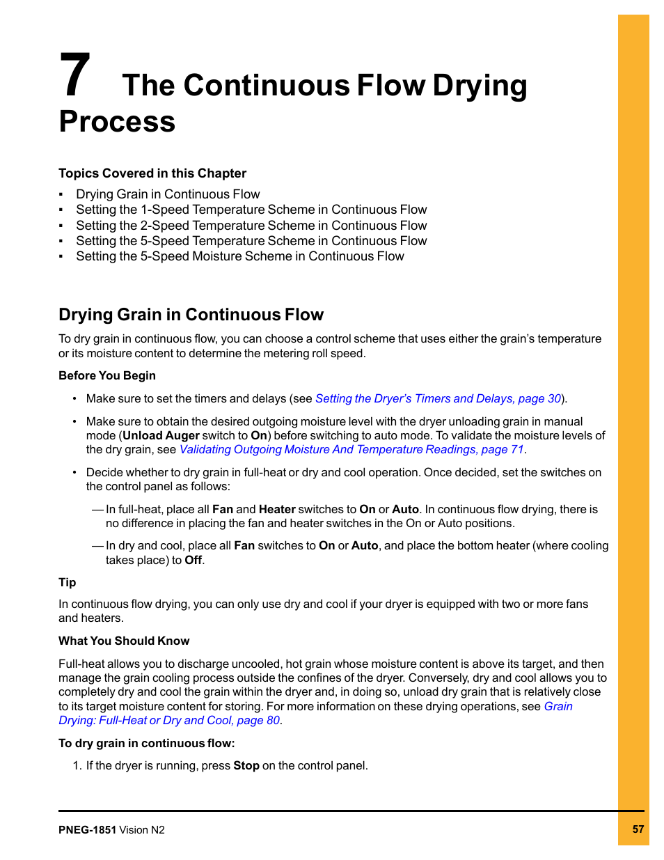 Chapter 7 the continuous flow drying process, Drying grain in continuous flow, Chapter 7 | The continuous flow drying process | Grain Systems PNEG-1851 User Manual | Page 57 / 116