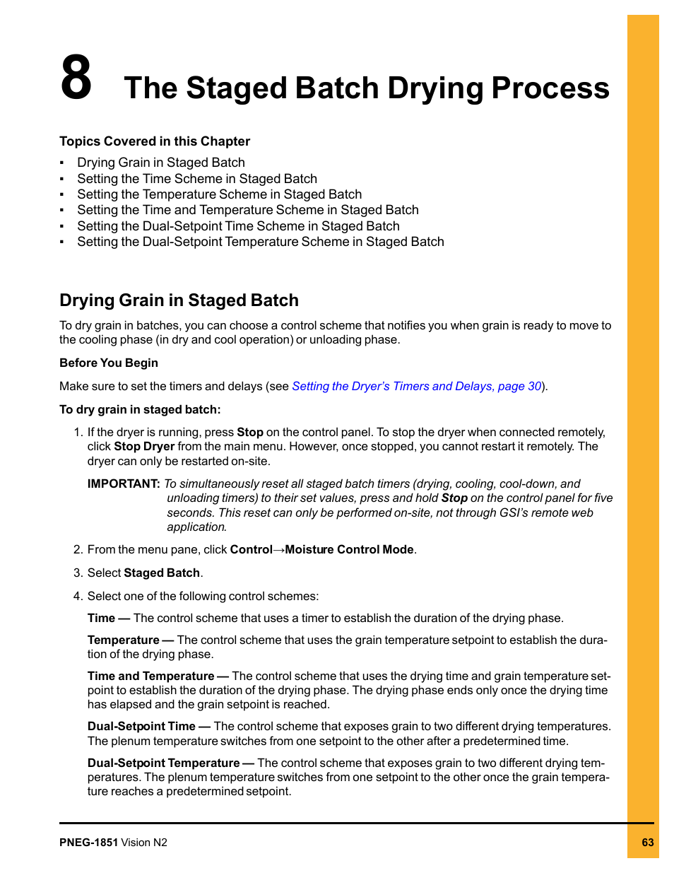 Chapter 8 the staged batch drying process, Drying grain in staged batch, Chapter 8 | The staged batch drying process | Grain Systems PNEG-1851 User Manual | Page 63 / 116