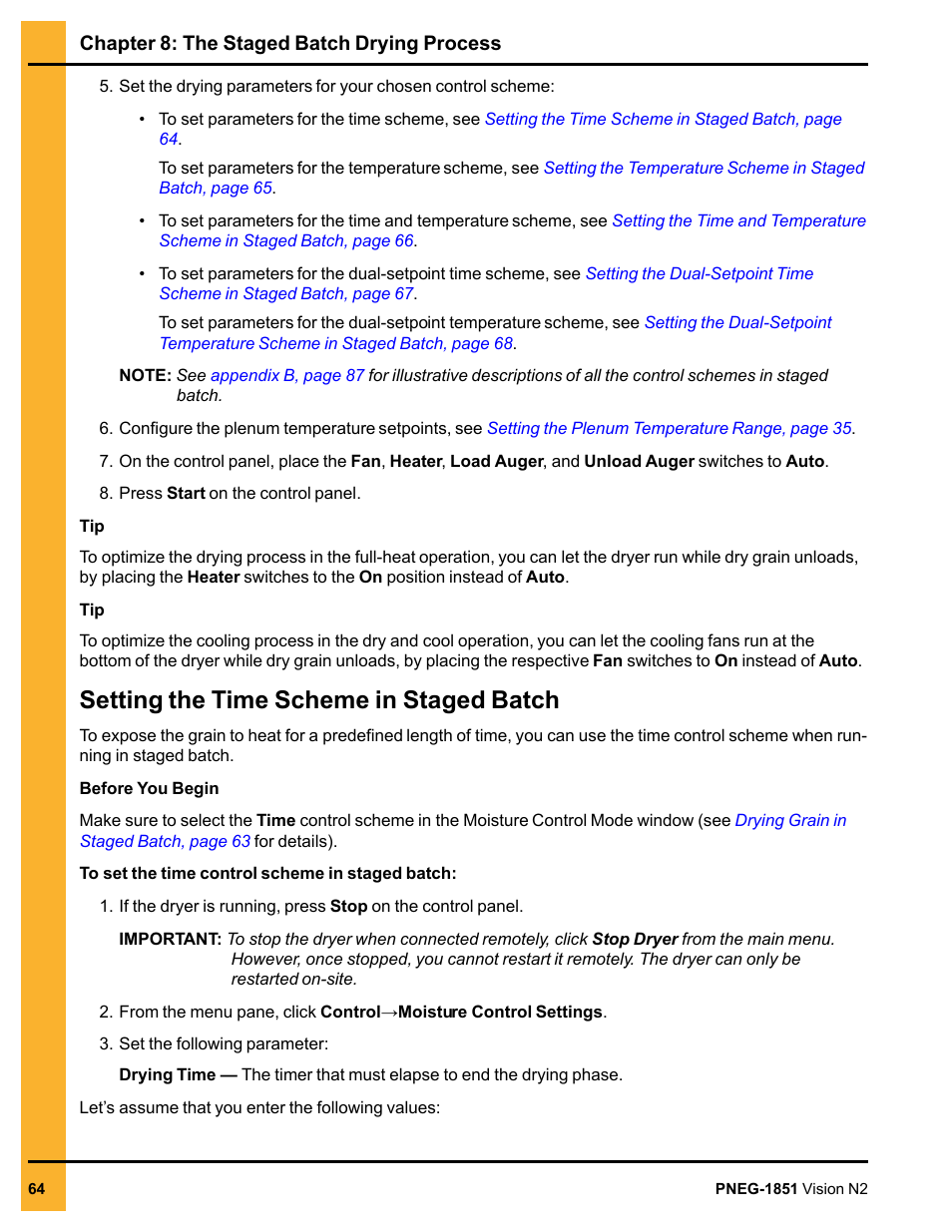 Setting the time scheme in staged batch | Grain Systems PNEG-1851 User Manual | Page 64 / 116