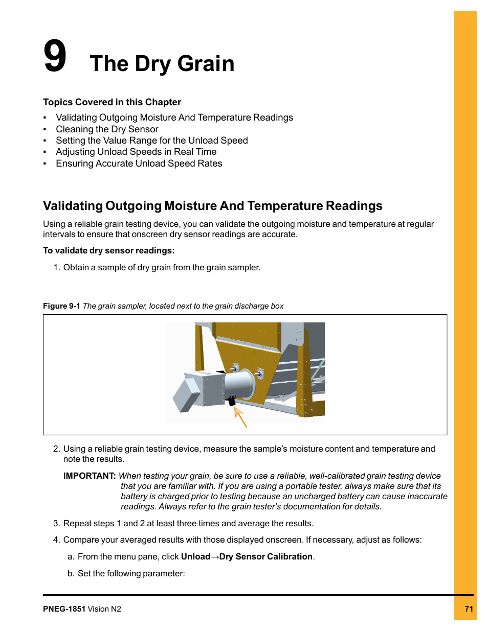 Chapter 9 the dry grain, Chapter 9, Validating | The dry grain | Grain Systems PNEG-1851 User Manual | Page 71 / 116