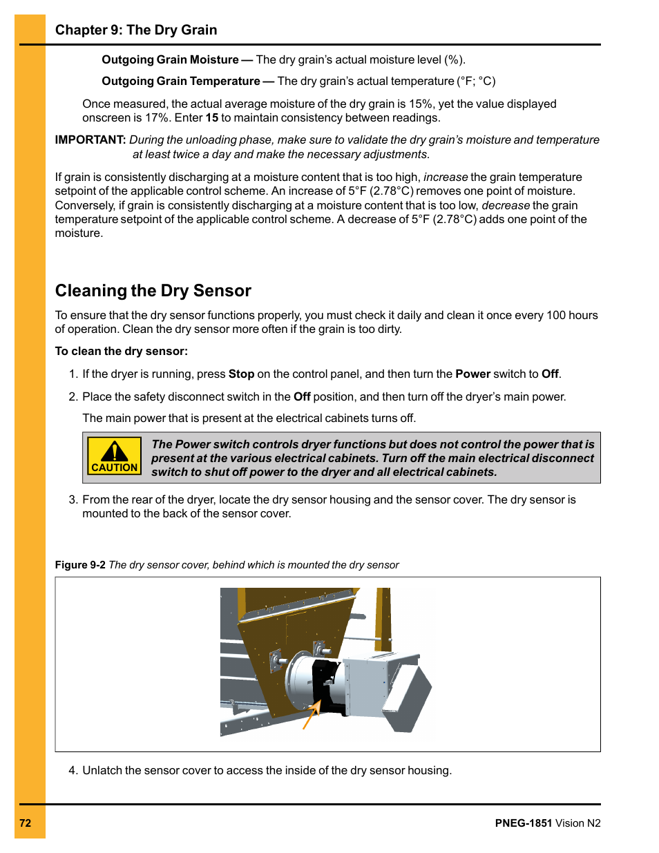 Cleaning the dry sensor | Grain Systems PNEG-1851 User Manual | Page 72 / 116