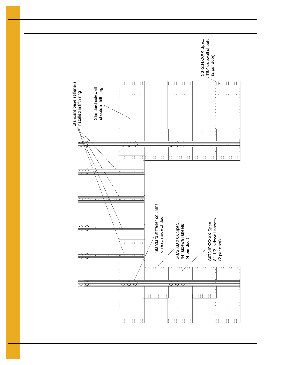 Assembly drawings, Chapter 5 assembly drawings, Sidewall and stiffener layout | Stand | Grain Systems Bin Accessories PNEG-1742 User Manual | Page 16 / 28