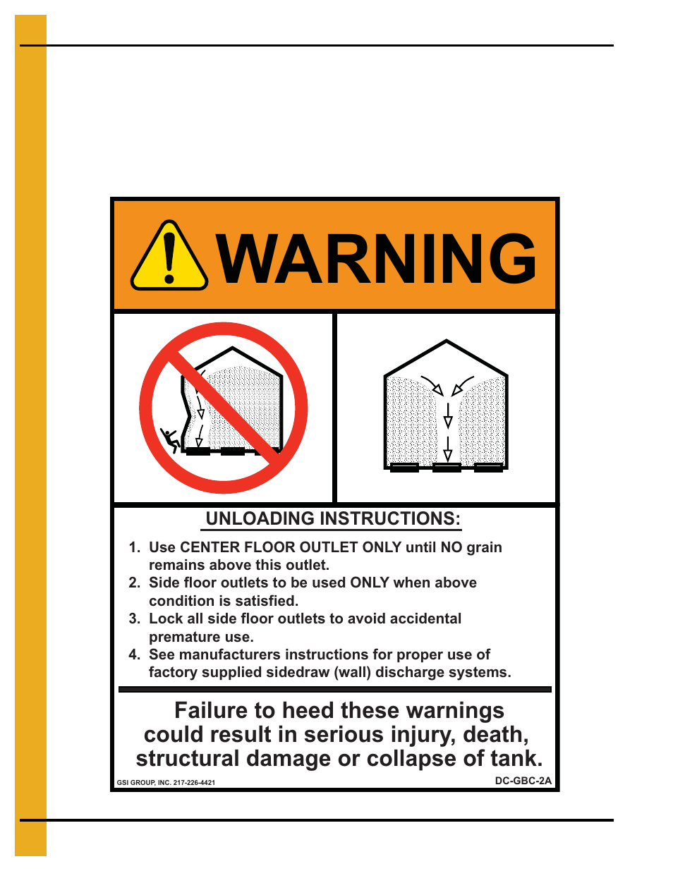 Warning | Grain Systems Tanks PNEG-805 User Manual | Page 14 / 74