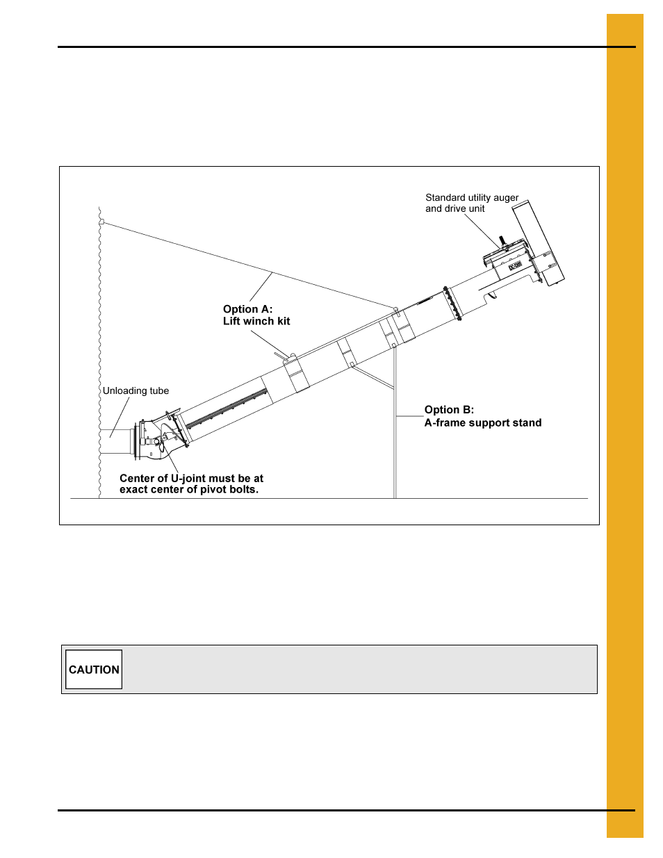 Installation, Chapter 4 installation, Inclined auger support | Grain Systems Unload Augers PNEG-1060 User Manual | Page 11 / 24