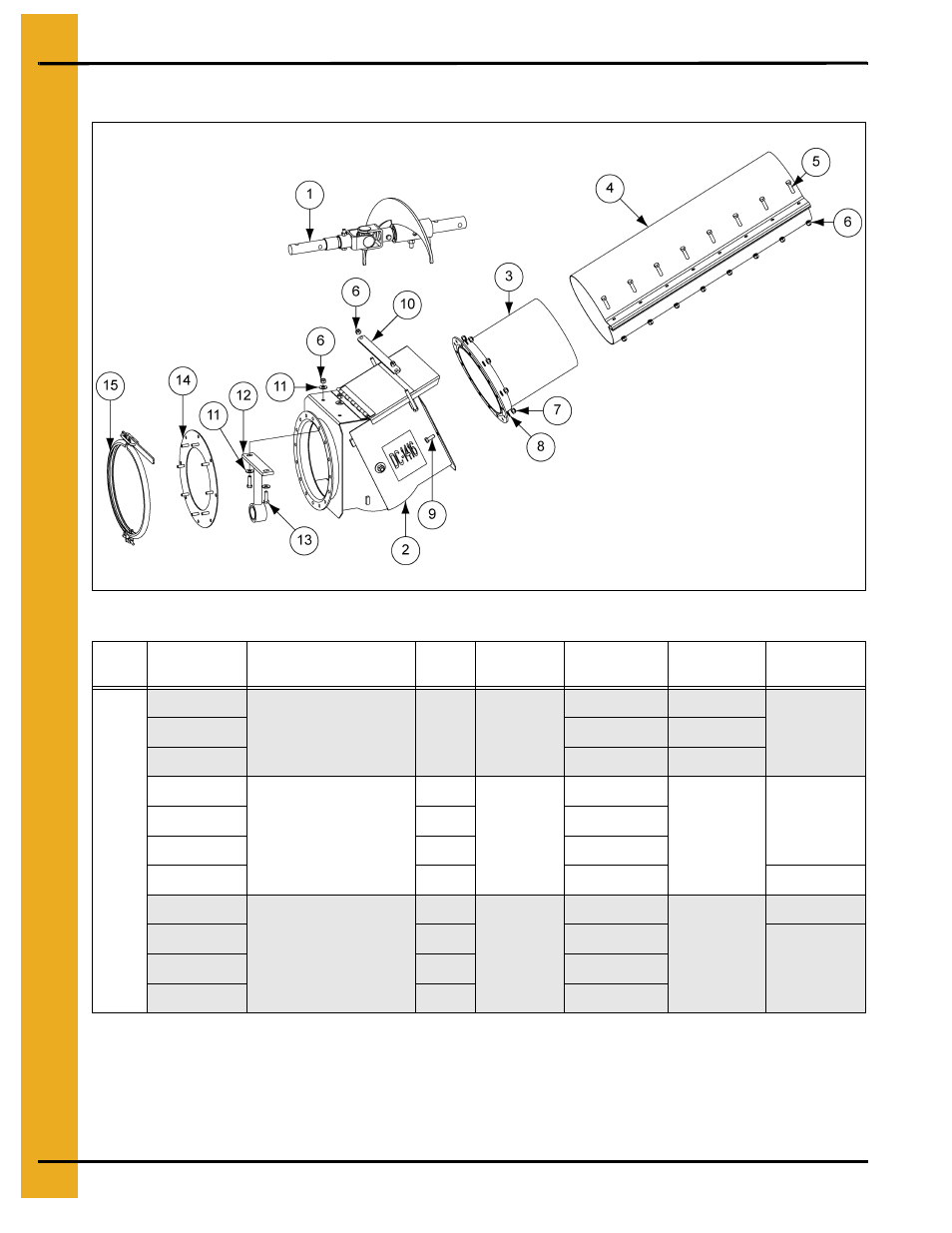 Parts list, Chapter 6 parts list, Vaac parts | Grain Systems Unload Augers PNEG-1060 User Manual | Page 14 / 24