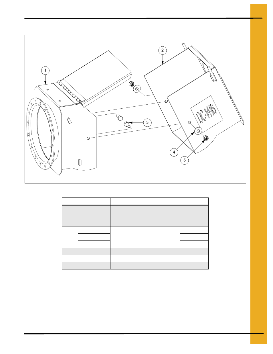 Vaac box parts, Parts list | Grain Systems Unload Augers PNEG-1060 User Manual | Page 21 / 24