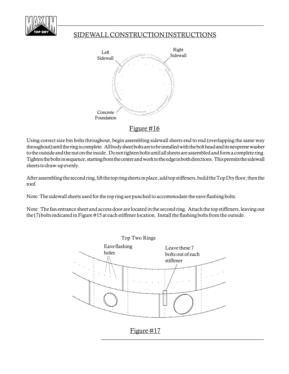 Figure #17 sidewall construction instructions, Figure #16 | Grain Systems PNEG-365 User Manual | Page 18 / 50