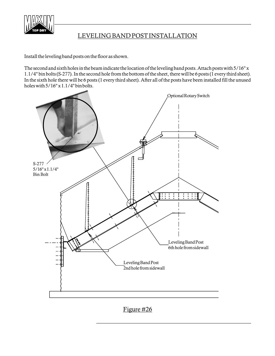 Figure #26, Leveling band post installation | Grain Systems PNEG-365 User Manual | Page 24 / 50