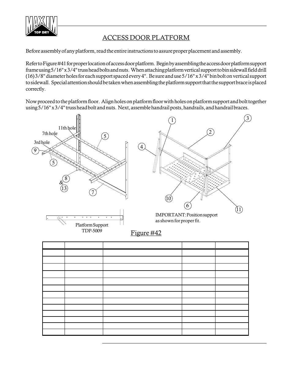 Access door platform, Figure #42 | Grain Systems PNEG-365 User Manual | Page 36 / 50