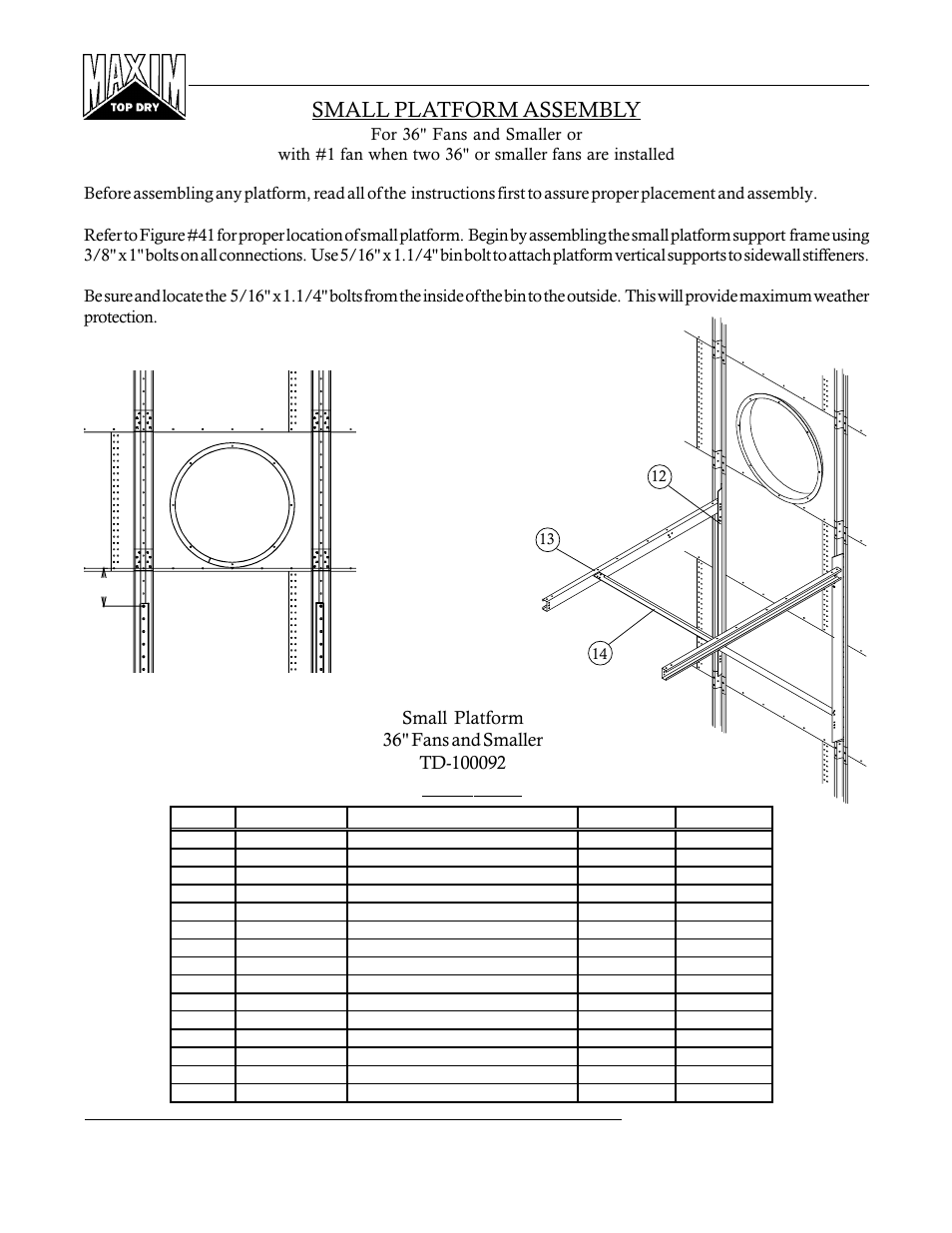 Figure #43 small platform assembly | Grain Systems PNEG-365 User Manual | Page 37 / 50