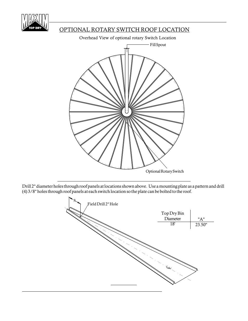 Optional rotary switch roof location, Optional rotary switch panel location, Figure #47 | Grain Systems PNEG-365 User Manual | Page 41 / 50