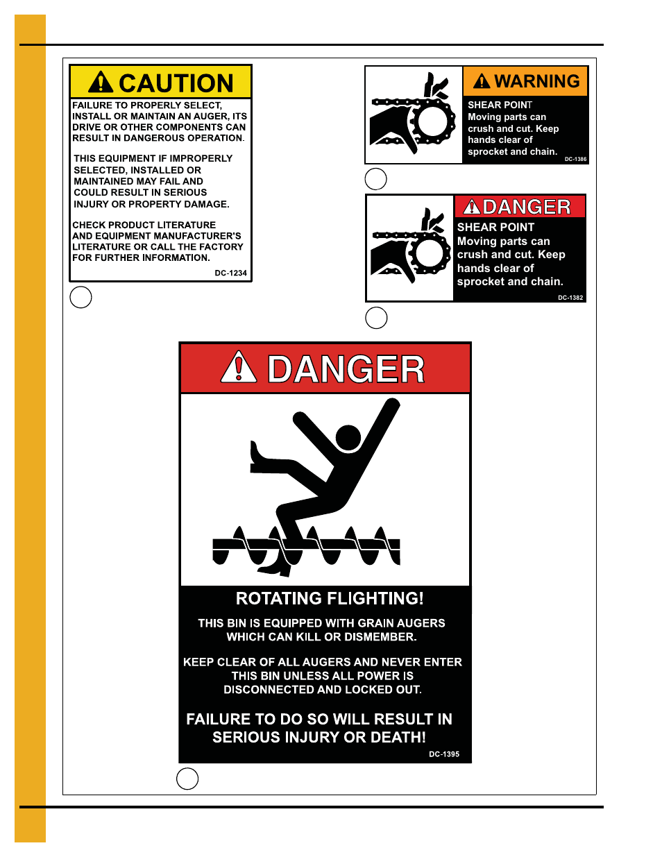 And 10, Warning, Safety decals | Grain Systems Unload Augers PNEG-1079 User Manual | Page 10 / 46