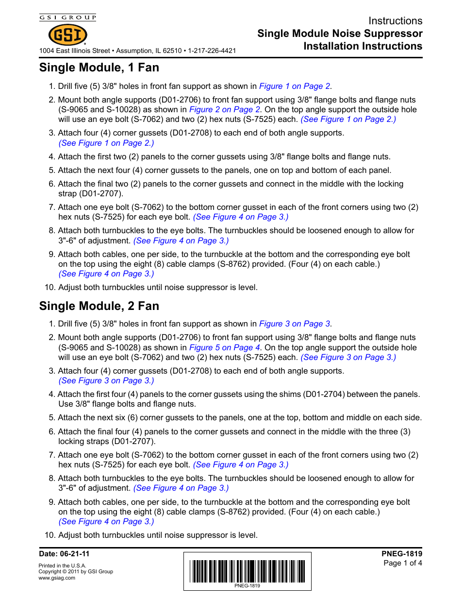 Grain Systems PNEG-1819 User Manual | 4 pages